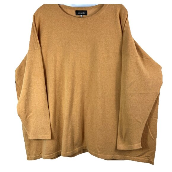 OS Eskandar cashmere tunic sweaterPumpkin Orange Boxy Drape